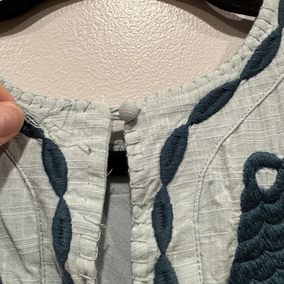 NWOT Free People Delightful Birds of a Feather Dress Embroidered Teal Women sz 4 - Picture 8 of 11